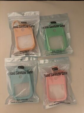 Hand Sanitizer Case Silicone Holder with Keychain Clip - Assorted Pastel Colors